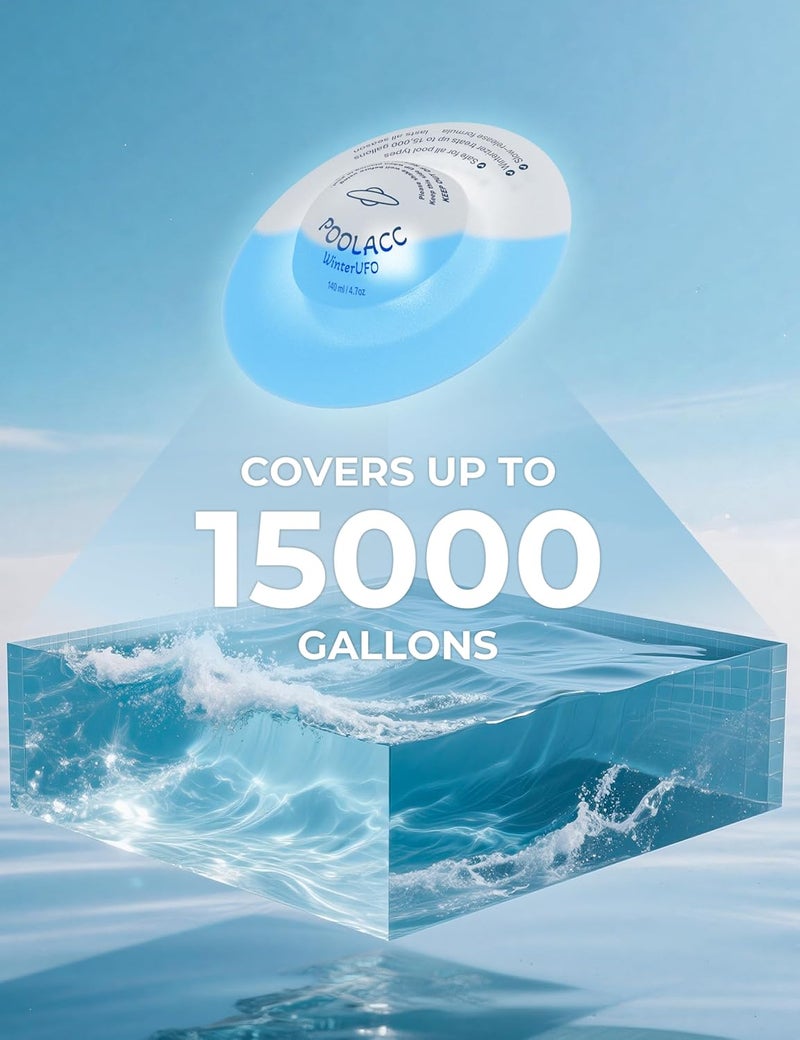 POOLACC 4-in-1 Winter Pool Closing Kit for Above-Ground & In-Ground Pools, Treats Up to 15,000 Gallons Pool Winterizing Kit, Long-Lasting Easy-to-Use Swimming Pool Clarifier & Enzyme (1-Pack) - Image 3